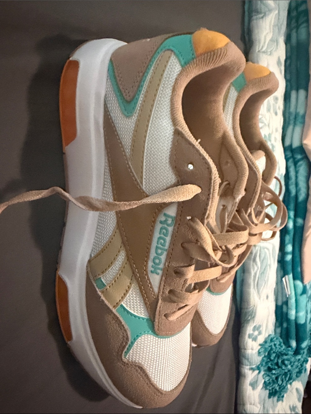Reebok Tan, Teal & Orange Retro Runner Sneakers